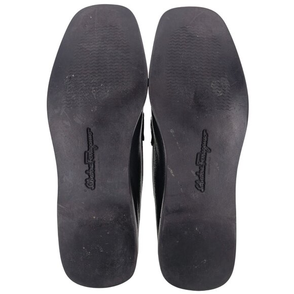 Salvatore Ferragamo Italy Men's 8.5D Black Leather Dress Shoes Logo Bit Loafers - Picture 3 of 11